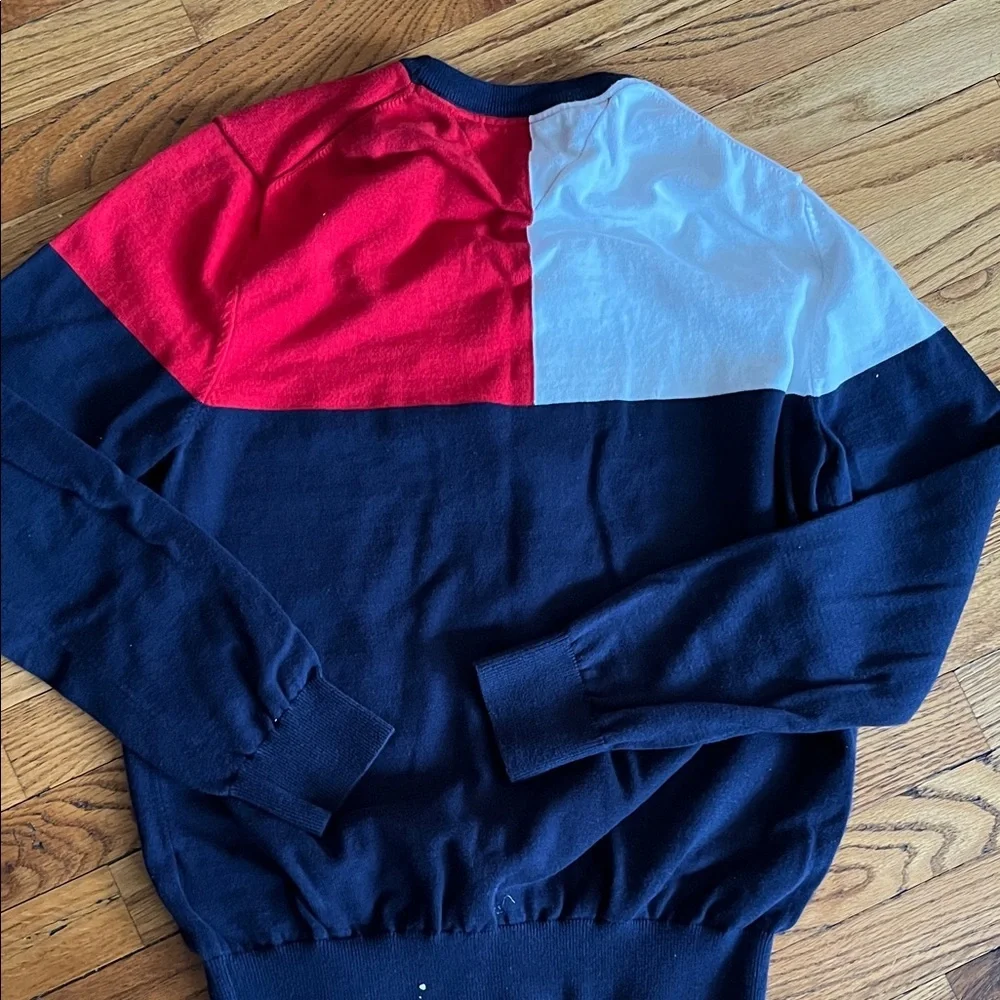 Tommy Hilfiger Red, White & Navy Block Crewneck Sweater